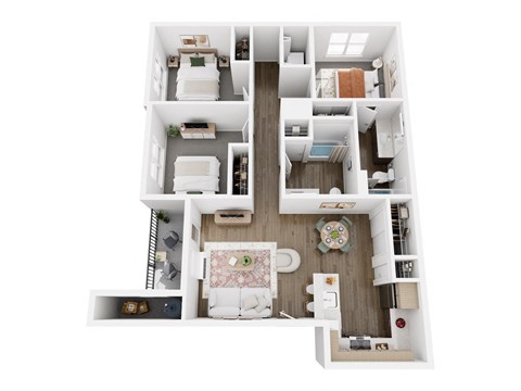 Floor plan for 3 beds, 2 baths, 1178 sqft